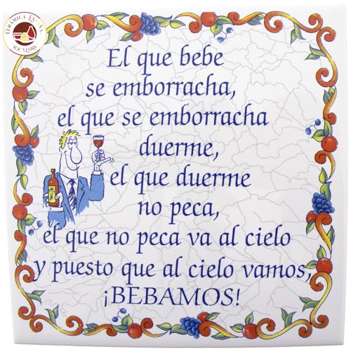 CERÁMICA ESPAÑA SOUVENIRS | Azulejo frases | Frases motivación | Frases de la vida | Frases bonitas | Modelo F29 | 15x15x0.5 cm