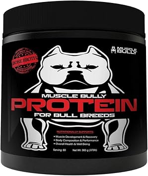 Muscle Bully Protein Supplement for Dogs - Supports Muscle Growth, Recovery and Size. Formulated for Bull Breeds (Pit Bulls, American Bullies, Bulldogs) (60 Servings)