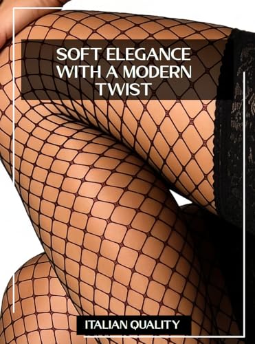 Image of Mila Marutti Fishnet Thigh High Stockings for Women with Lace Top | Fish Net Stockings Lingerie | Colored Fishnets