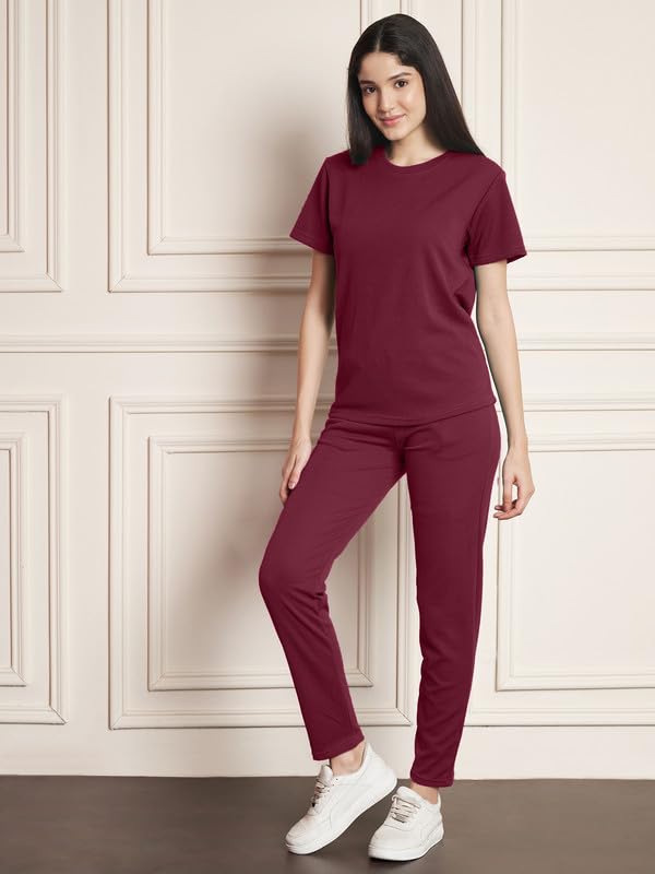 Image of DTR FASHION Polyester Blend Solid Lining Tracksuit | Night Wear Suit For Women