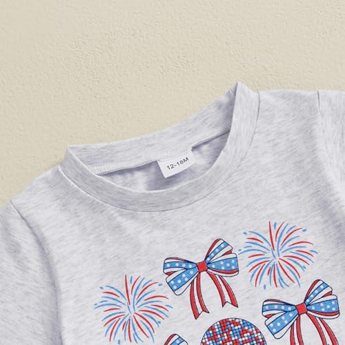Image of Kayotuas Toddler Baby Girl 4th of July Outfit American Flag Shirt Red Blue Stars Tulle Tutu Skirts Kids Fourth of July Dress