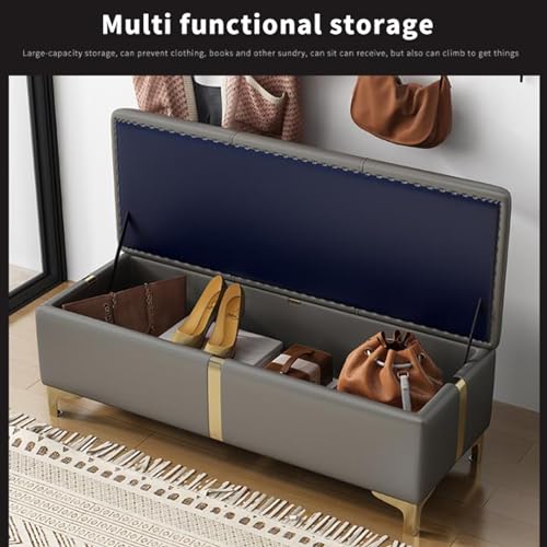 Banc ottoman avec coffre de rangement 40x60cm vert pour entrée - 4