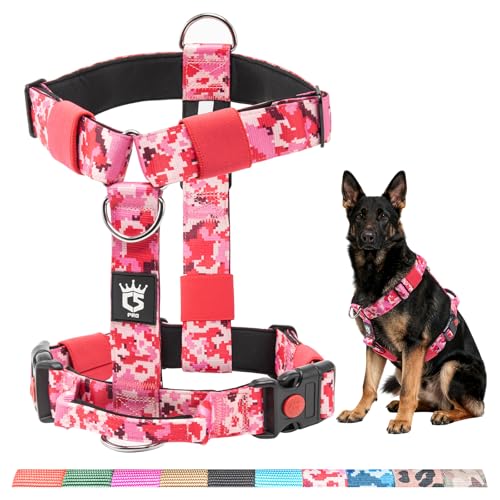 TSPRO Harnais Ultraresistant pour Chien Grande/Moyenne Taille, Anti-Traction, Réglable avec Boucle de Libération Rapide et Poignée, pour la Promenade et la...