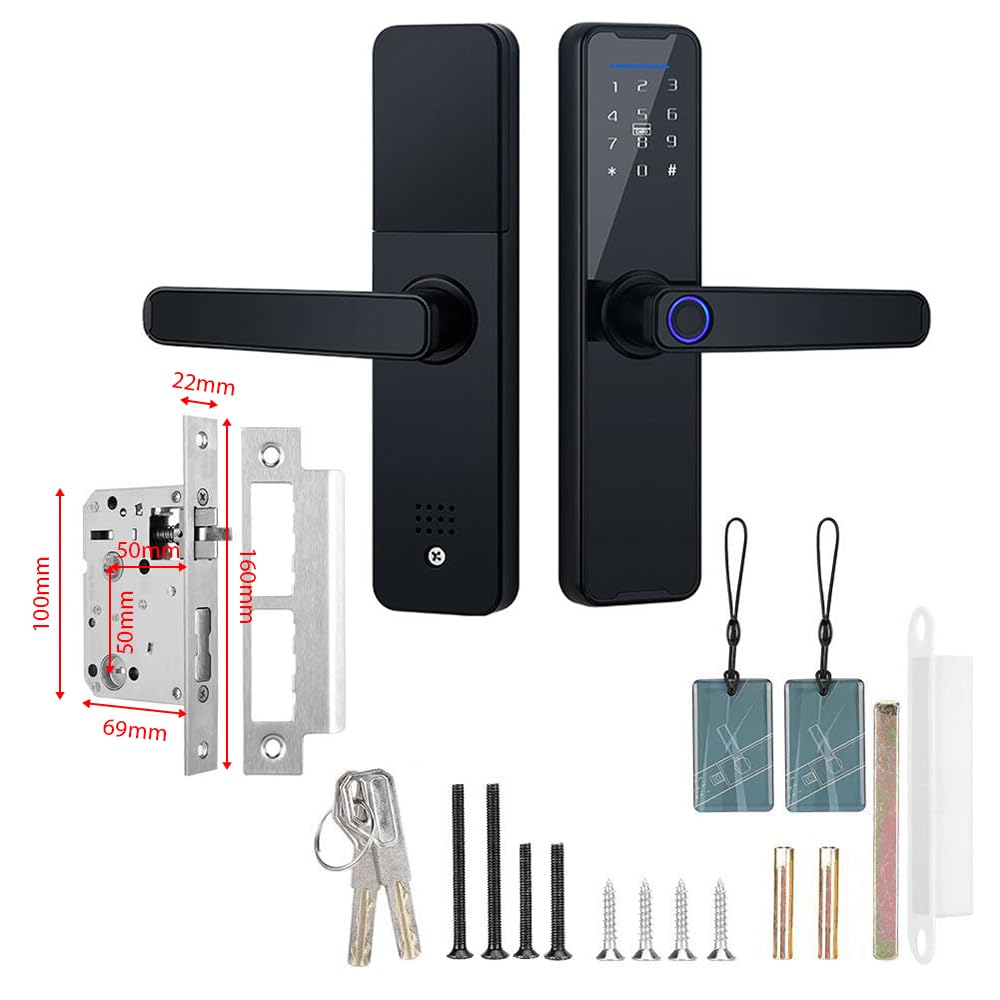 Smart Lock zamek do drzwi z odciskami palców, klawiatura z uchwytem, odcisk palca, elektroniczny zamek do drzwi, inteligentny zamek do drzwi, kompatybilny