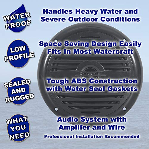 Image of Acoustic Audio by Goldwood MRN65B Waterproof Flush Mount Marine 6.5 inch Speakers 1 Pair Pack Black