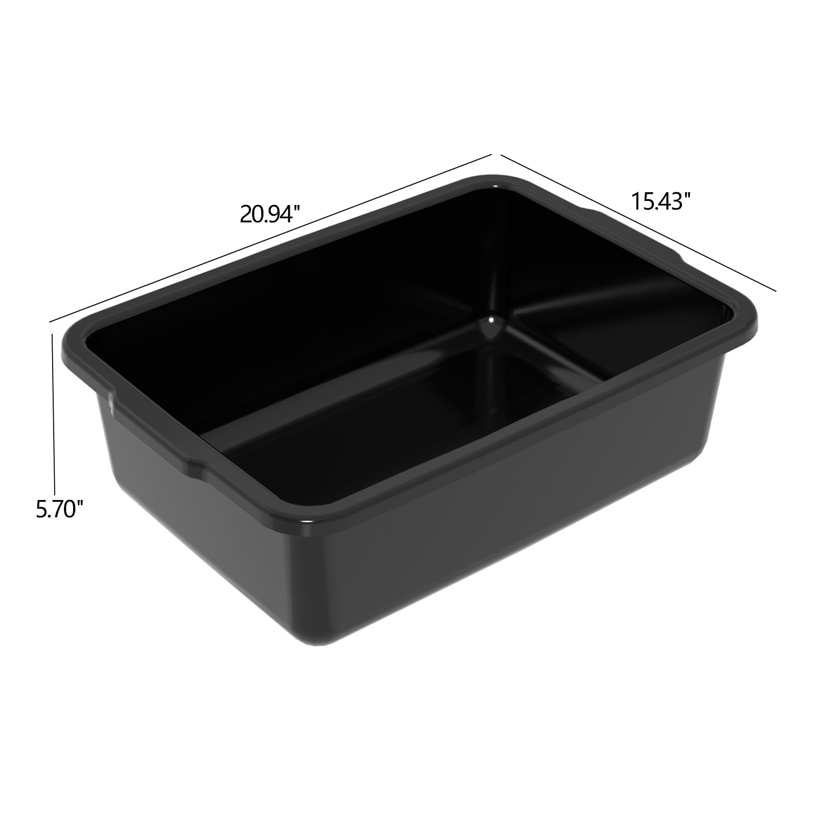 Julyeen 4-Pack 23 L Plastic Commercial Bus Box, Restaurant Dish Bin, Utility Bus Tubs, Black