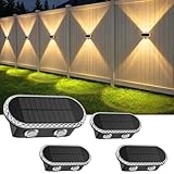 Hiromeco Aplique Solar Exterior Pared: Lámparas Solares Exteriores Arriba y Abajo - IP65 Impermeable Luces Solares Exterior para Jardin Garaje Cerca Muro (4 Piezas)