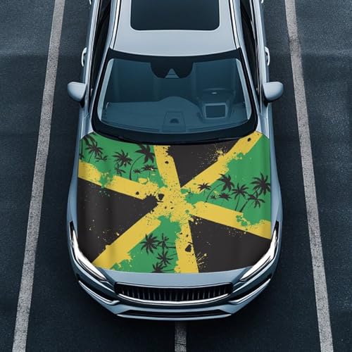 Image of Car Hood Cover Protector, A Washable Automotive Accessory with Jamaican Flag Design for Car Front Hoods