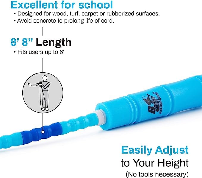 Buddy Lee Springseil mit Perlen – blaue, bambusförmige Griffe,weiche TPU-Perlen, hochdichtes Nylonseil,perfekte Wahl für Schulen,ideal für Seilfreigabe,Kinder und Erwachsene