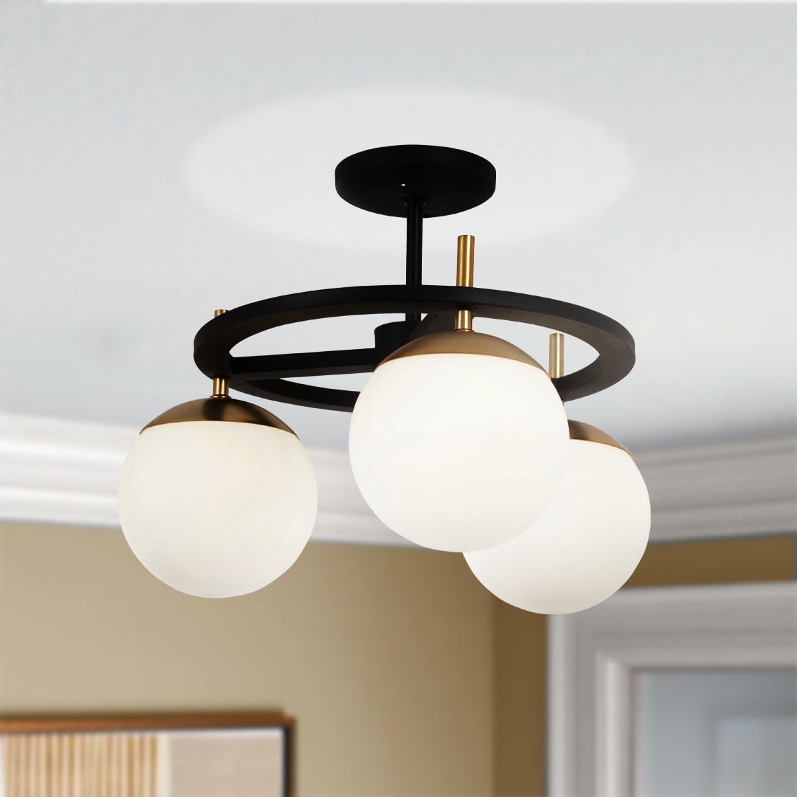 GEORGE KOVACS P1357-618 Alluria Semi-Flush, 3-Light, 225 Total