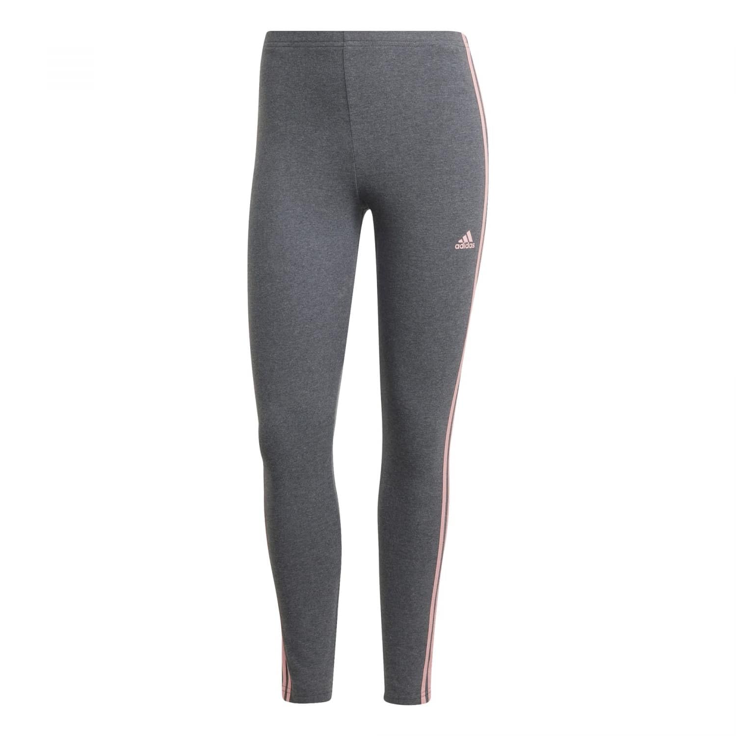 adidas Women's Essentials 3-Stripes High-Waisted Single Jersey Leggings, Dark Grey Heather, XS