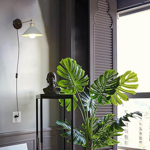 Image of ANYE Wall Sconce UL Plug-in Cord Bronze E26 Base Retro Minimalist Style Macaron Grey Iron Shade Wall Light Fixture for Cabinet Kitchen Hotel Bulb Sold Separately