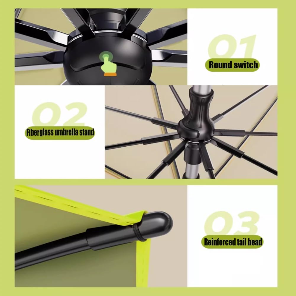 Parasol Wędkarski UV 50+, Przenośny Parasol Kempingowy 220 cm z Kotwicą Piaskową, Kąt Nachylenia Składany Wiatroodporny