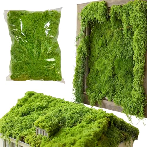 Musgo falso – 300 gramos verde falso real | Musgo artificial para manualidades – Navidad, boda, vacaciones, fiesta de otoño e invierno, decoración de pared interior de acuario para jarrones, macetas