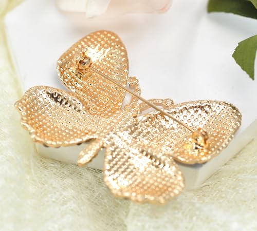 Image of Gyn&Joy Multi-Color Crystal Rhinestone Winged Butterfly Pin Brooch BZ030