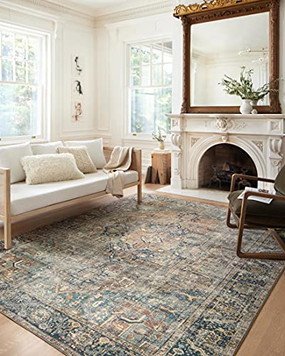 Loloi Margot Collection MAT-02 Terracotta/Lagoon 2'-0" x 5'-0" Accent Rug, No-Shed Easy Clean Large Patterned Area Rug for Living Room, Bedroom, Dining Area