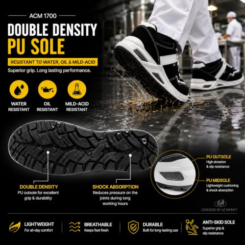 Image of Allen Cooper Safety Shoe ACM 1700 | Washable Micro-Fibre Upper, Protective Steel Toe, Anti-Skid Sole, Water & Oil Resistant | Size 07 INDIA /UK