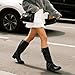 DREAM PAIRS Women's Knee High Boots Side Zipper Motorcycle Boots Square Toe Chunky Low Heel Fashion Buckles Biker Riding Boots,Size 6,Black-Pu,SDKB2412W