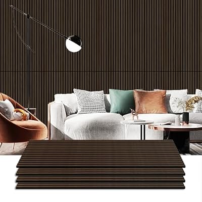 4 Pack Wood Panels for Wall, 47.2"×23.6" Wood Slat Acoustic Panels for Wall, Soundproof Panels, 3D Fluted Panels for Interior Decor (Dark Walnut)
