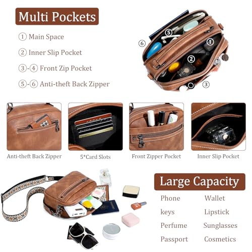 Crossbody Bags for Women Vegan Leather Shoulder Handbags Small Cross Body Purses for Women Trendy with Wide Strap3