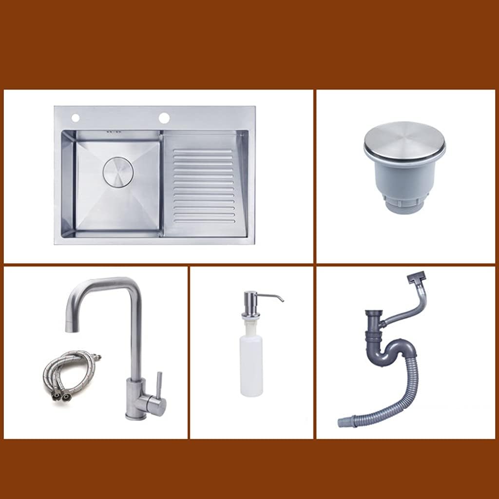 Bar Sinks Handmade 304 Stainless Steel Drop-in Installation Balcony Laundry Sink with Washboard Workstation Ledge Bar Sinks