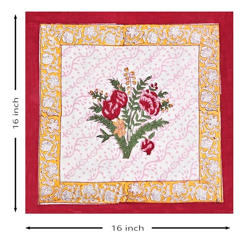 Image of BLOCKS OF INDIA Hand Block Printed Cotton Linen Cushion Cover (16 x 16 inches) (Color 5)