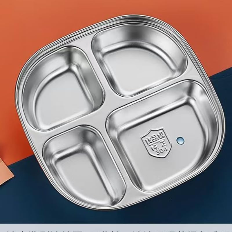 5-Pack Stainless Steel Divided Plates with Lids – Adults Portion Control Meal Trays – BPA-Free, Non-Toxic, Shatterproof – 4 Sections for Balanced Meals, Weight Loss, School, Travel – Dishwasher Safe - Image 7