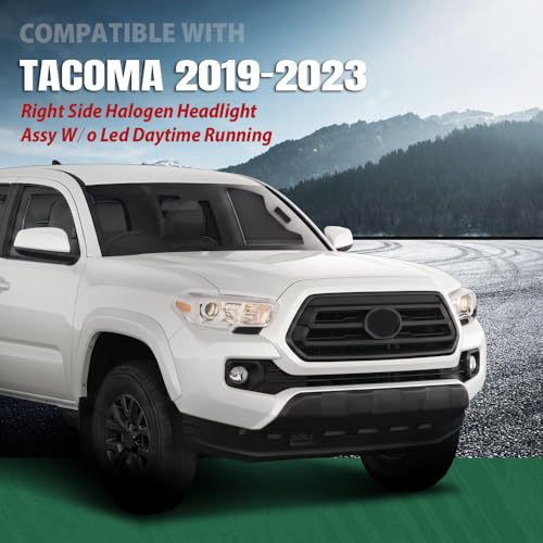 Image of GRAND ORANGE Right Side Headlight Assembly W /O LED Daytime Running Front Headlamp Compatible with Toyota Tacoma 2016-2018, Fit Models Without Factory LED Daytime Running Light Only White