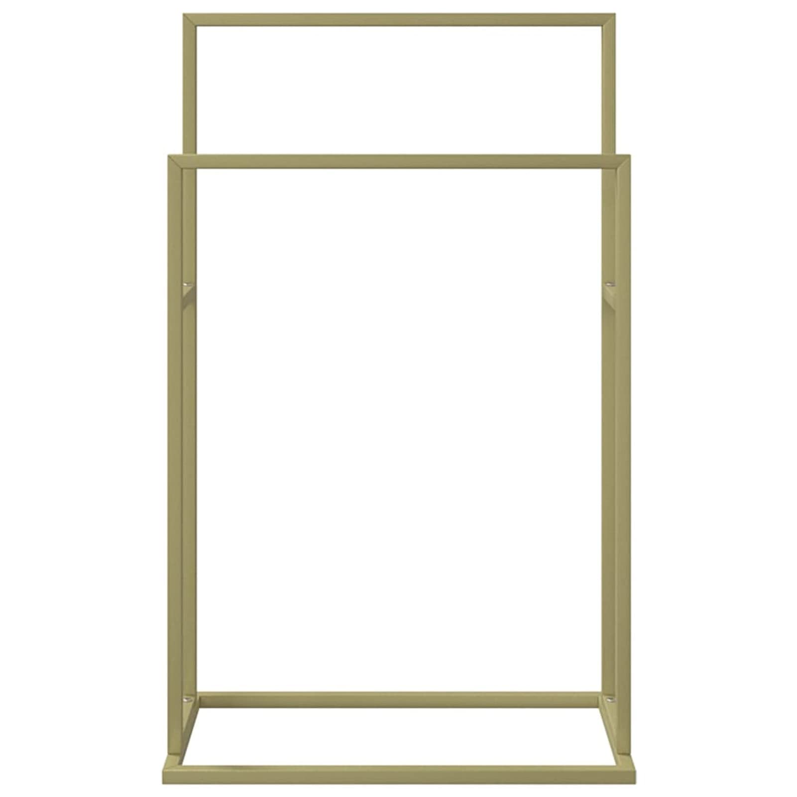 Homgoday Toallero independiente dorado de 48 x 24 x 78,5 cm de hierro, organizador de estante de baño, estante de almacenamiento de ducha, soporte para champú de baño, accesorios de baño, hogar y