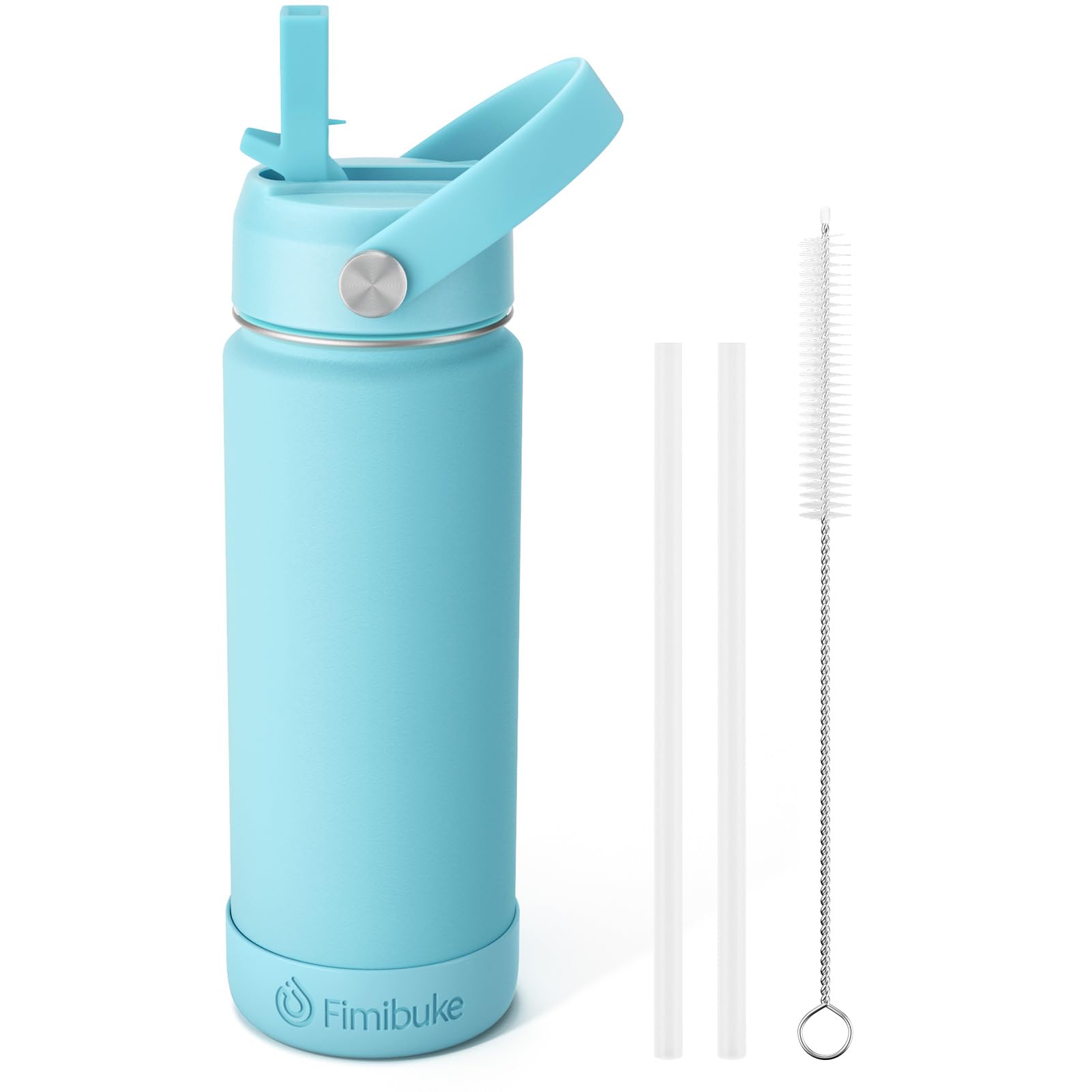 Fimibuke Kids Insulated Water Bottle, 18oz BPA FREE 18/8 Stainless Steel Kids Cup with Straw Travel Tumbler Double Wall Vacuum Leak Proof Toddler Water Bottle for School Boys Girls(1 Pack, Sky)