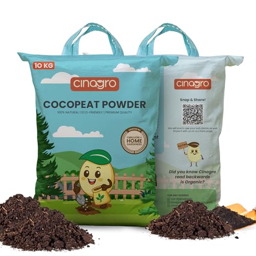 Image of Cinagro 10 Kg Organic Natural Cocopeat Powder, Ready to Use Potting Soil | Pure Husk for Plants, Moisture Retention & Root Growth for Home Gardening