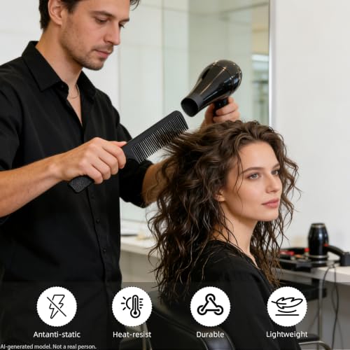 Peines de barbero profesionales set de 6 unidades negro miniatura 4