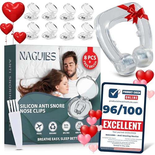 Valentines Day Gift Premium 8 Pack Anti Snoring Devices Snore Stopper Magnet Silicone Nose Clips Efective Snoring Solution Support Breathing Enhance Sleep Experience for Quieter Sleep aid