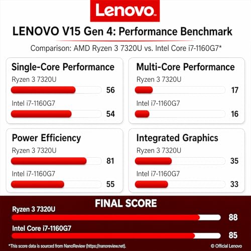 Image of Lenovo V15 2026 Student & Business Laptop, AMD Ryzen 3 7320U (Beats i7-1160G7), 15.6 inch FHD LED Display, 16GB RAM, 1TB SSD, Ethernet Port RJ-45, Windows 11 Pro, Business Black