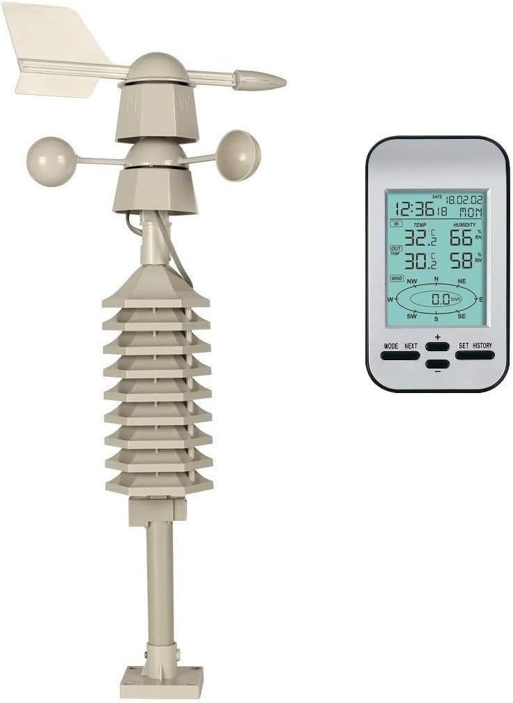 Stazione meteorologica Wireless Digitale Professionale con velocità del Vento, puoi osservare la velocità del Vento, la direzione del Vento, la Temperatura e l'umidità Interna ed Esterna, co
