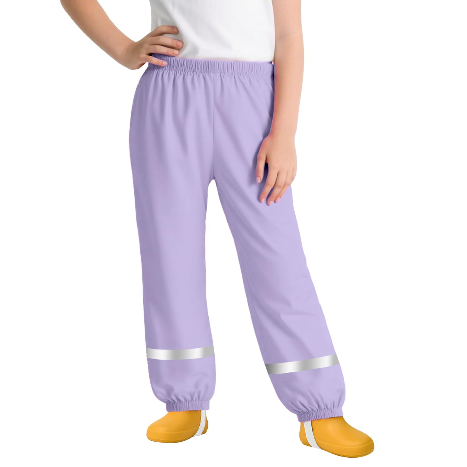 Pantalon Impermeable Niñas Niños Pantalones de Lluvia Ligeros Transpirables Pantalón Barro con Tiras Reflectantes sin Forro Peto de Lluvia Exterior Ciclismo Escuela para Infantil 1-10 años