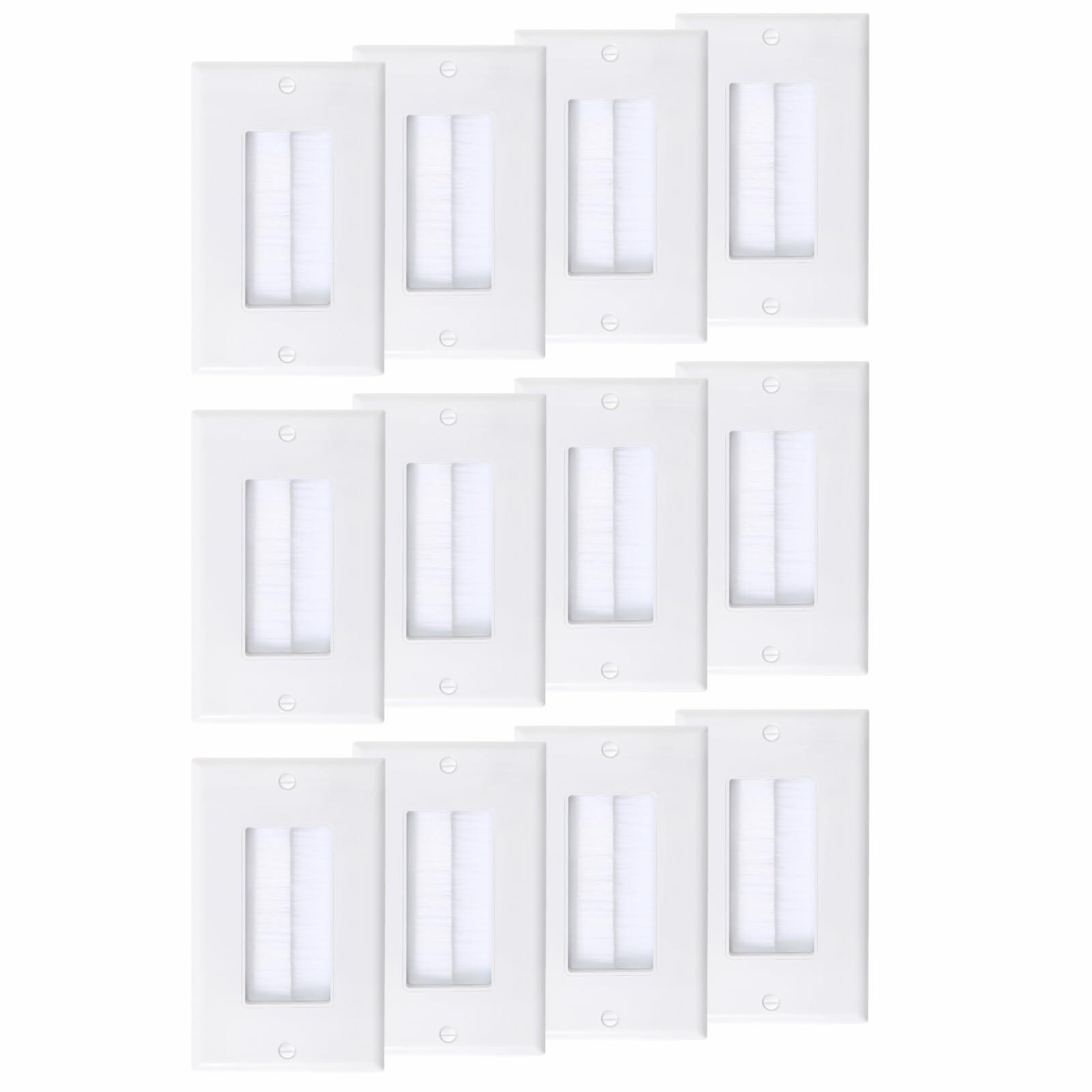 12 Pack Brush Wall Plates, Cable Pass Through Insert for Wires, In-Wall Cable Management for HDTV, HDMI, Network, Ethernet, Home Theater Speaker