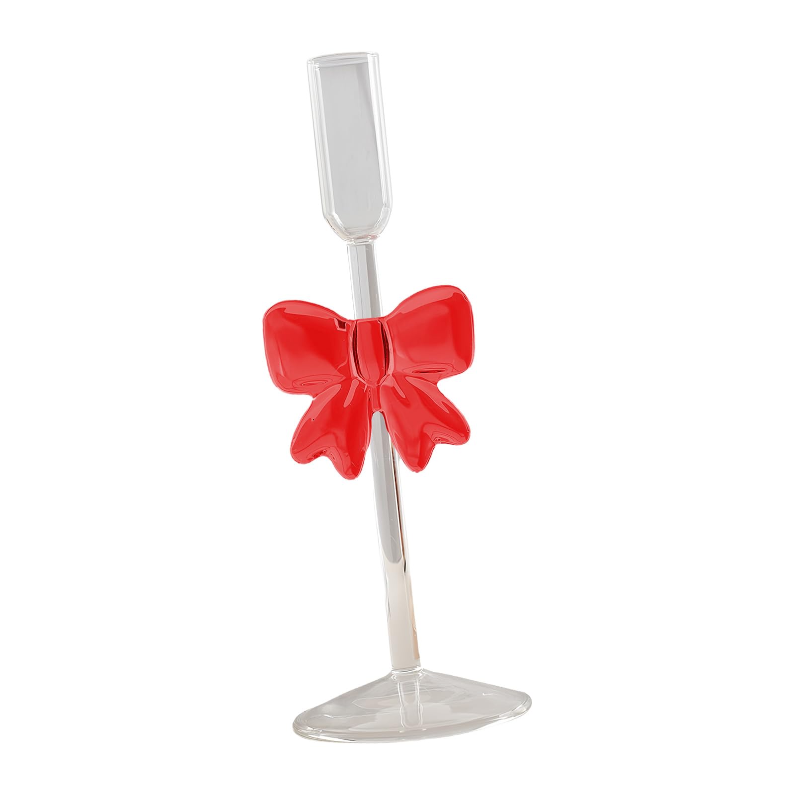 Xinsheinelry Bowknot Glass Taper Holders Candlestick Stand Decors Table Centerpieces for Christmas Event Parties Wedding Bowknot Holders Borosilicate