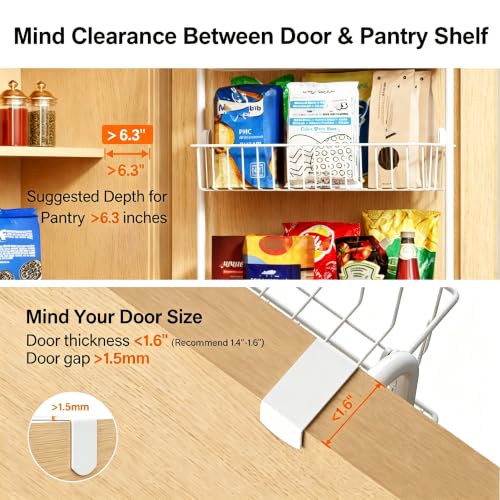 Image of Delamu Over The Door Pantry Organizer, 8-Tier Hanging Spice Rack | Large Pantry Door Organization and Storage Seasoning Shelves, Door Organizer for Kitchen, 17.1 inchW x 65.4 inchH x 5.8 inchD, White