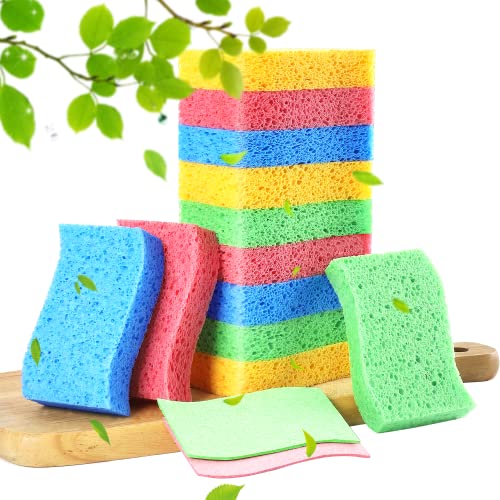 12-Count Kitchen Sponges- Compressed Cellulose Cleaning Sponges Non-Scratch Natural Sponge For Kitchen Bathroom Cars, Funny Cut-Outs Diy For Kids #TOP16