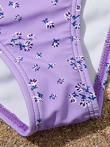 WDIRARA Girl's 3 Pieces Floral Print Bikini Swimsuit with Side Beach Skirt4