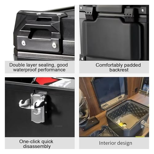 Coffre supérieur moto plastique PP anti-choc de 45L pour sécuriser vos bagages - 4