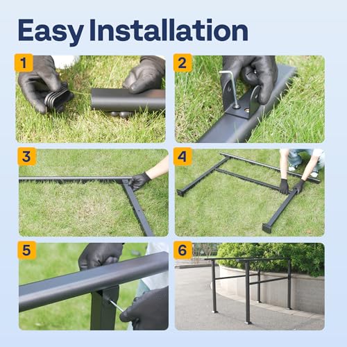 image for VIVOHOME 2-Pack 6 Step Hand Rails for Outdoor Steps, Galvanized Steel 