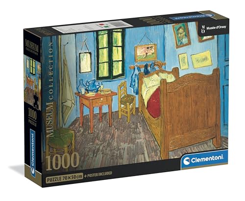 Clementoni – Puzzle Van Gogh 1000 Pezzi Arte, per Adulti e Ragazzi, Museum Collection, Tema Camera da Letto ad Arles, con Poster Incluso, Compact Box, Idea Regalo Made in Italy, 70×50 cm, 39968