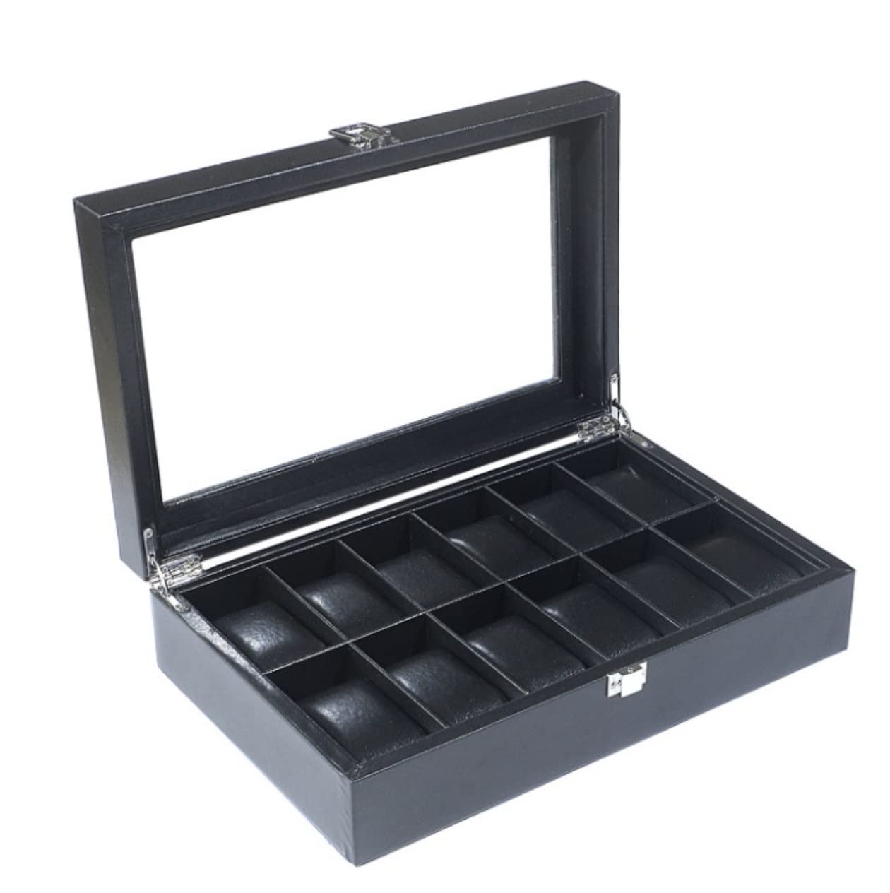 ANVLOJRIH KYUSAR Watch Box Watch Organizer Elegant Storage For Watch Classic 12 Slots Metal Buckle Lockable Watch Box Organizer Holder Display Case Watch Case Watch Holder