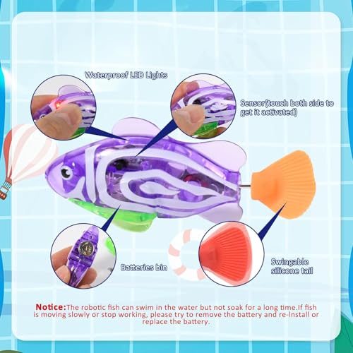 Esoes Katzenspielzeug Elektrisch Katzenpool Mit Fischen, 3 LED Robo Fisch Katzen Wasserspielzeug Elektrische Roboter Fische Wasser Pool für Katzen
