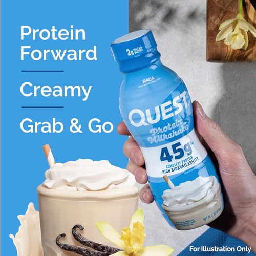 Image of Quest Nutrition Vanilla Protein Shake,45g Protein,2g Sugar,3g Net Carbs,Ready to Drink,Gluten Free,(Pack of 24)