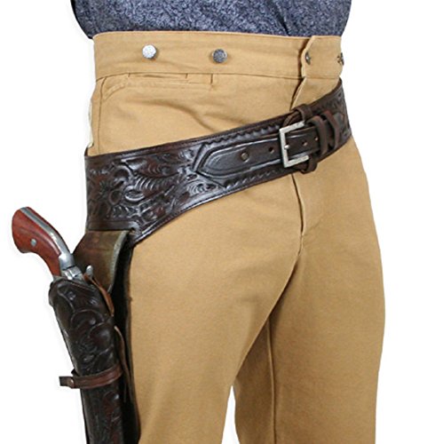 Historical Emporium .44/.45 Cal Standard Right Hand Western Gun Belt and Holster Tooled Leather 44 Walnut - Thumbnail 2