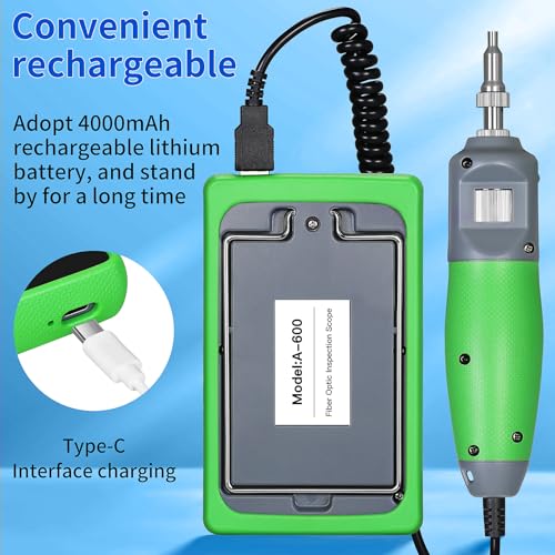 Image of A-600 5-inch Touch Screen 400X Fiber Optic Microscope SCUPC FCUPC STUPC LCUPC SCAPC Male /Female Interface Adapter Handheld end face Inspector Real time Video Probe
