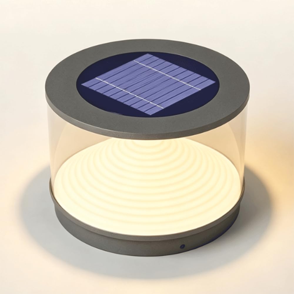 Luce LED Senza Cablaggio, Fonte Solare, Lampione Con Paralume Trasparente, Pannello Solare Resistente Alle Intemperie, Lampada Da Esterno A Colonna Per Giardino, Patio, Villa, Recinzione
